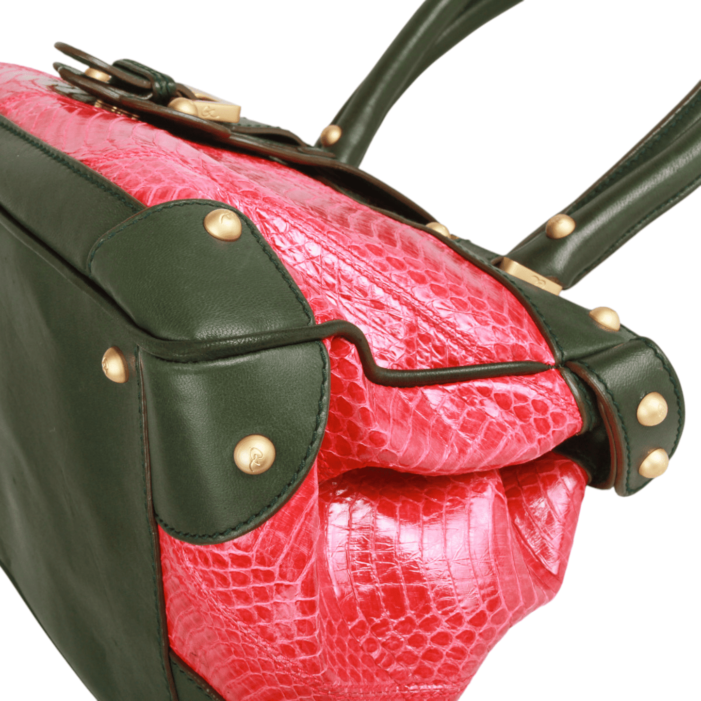 Christian Lacroix Vintage Pink Snake-Embossed Leather Shoulder Bag