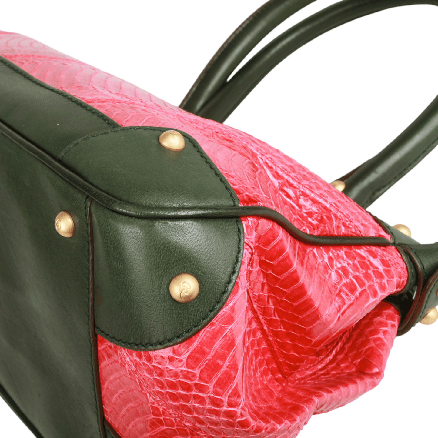 Christian Lacroix Vintage Pink Snake-Embossed Leather Shoulder Bag