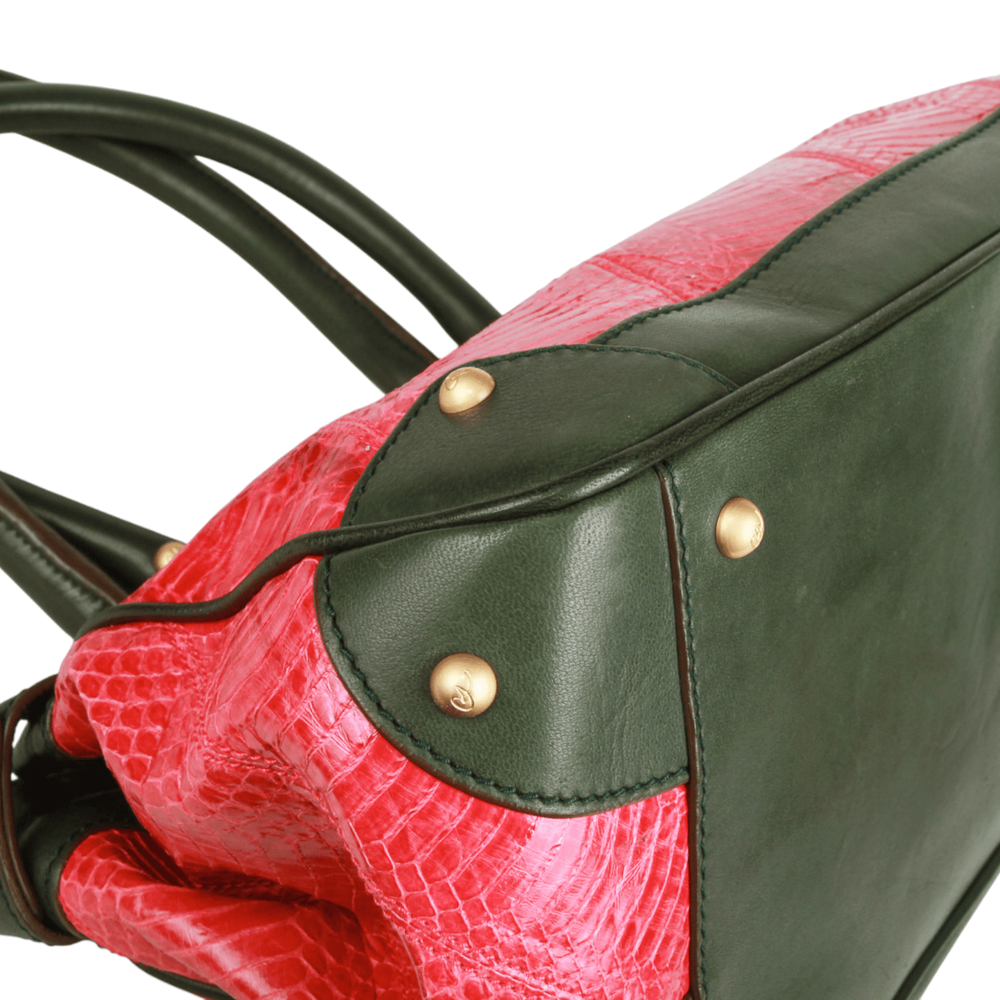 Christian Lacroix Vintage Pink Snake-Embossed Leather Shoulder Bag