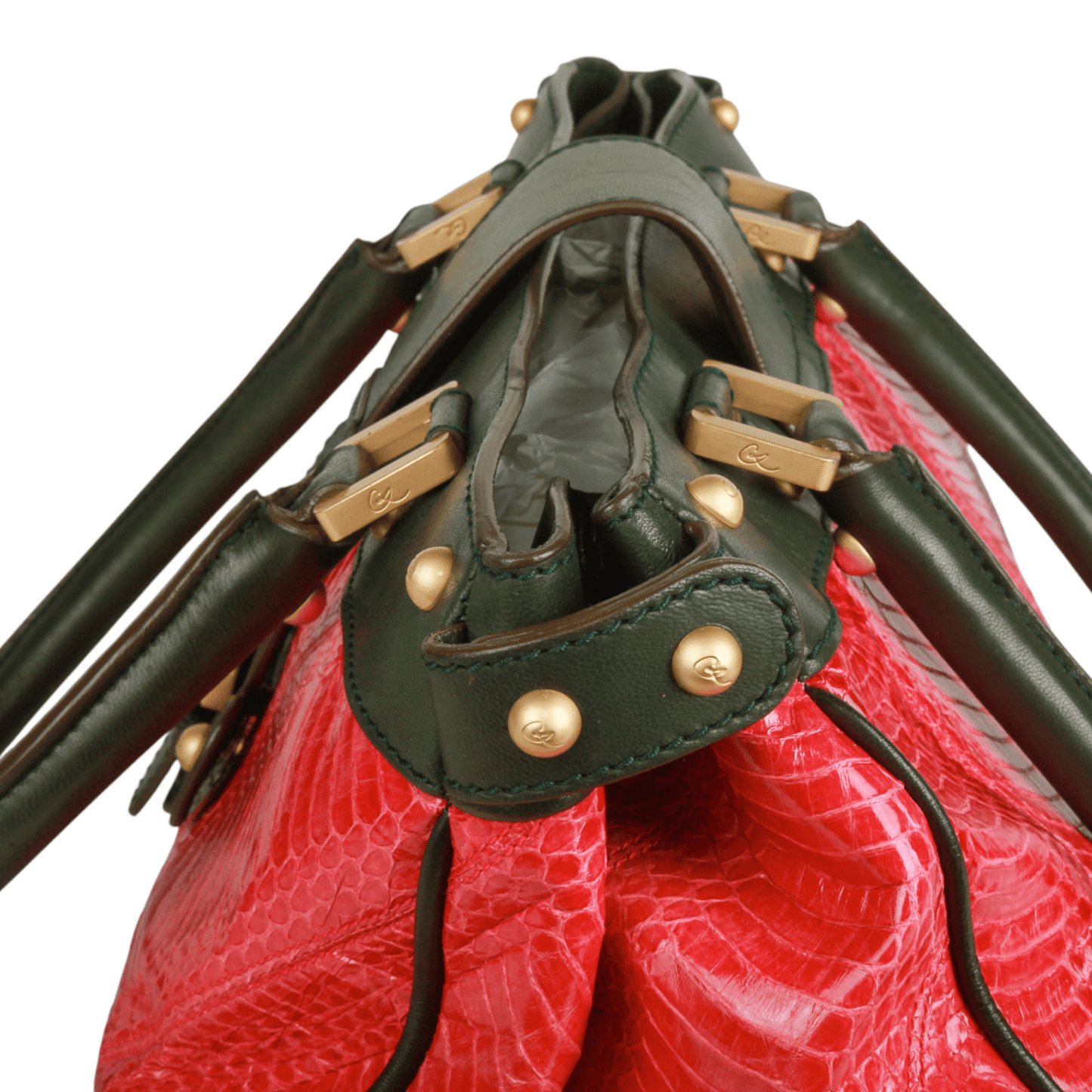 Christian Lacroix Vintage Pink Snake-Embossed Leather Shoulder Bag