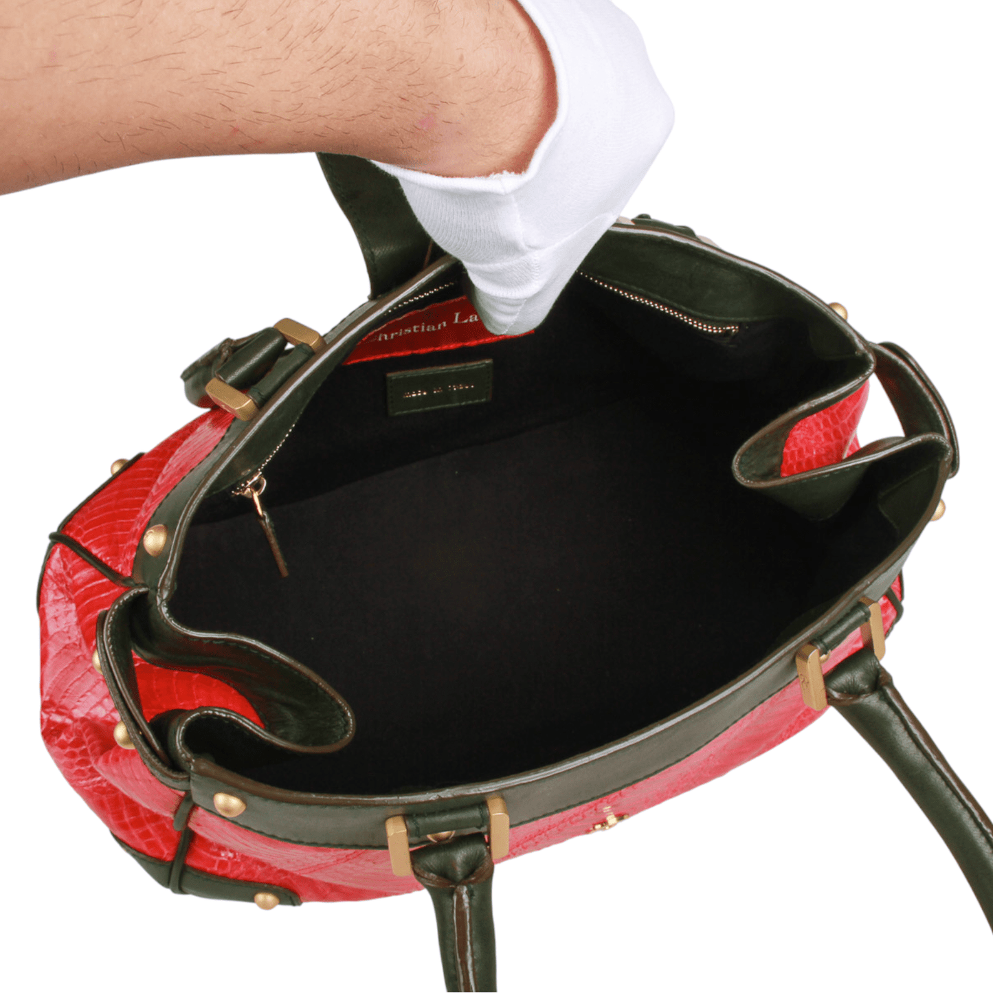 Christian Lacroix Vintage Pink Snake-Embossed Leather Shoulder Bag