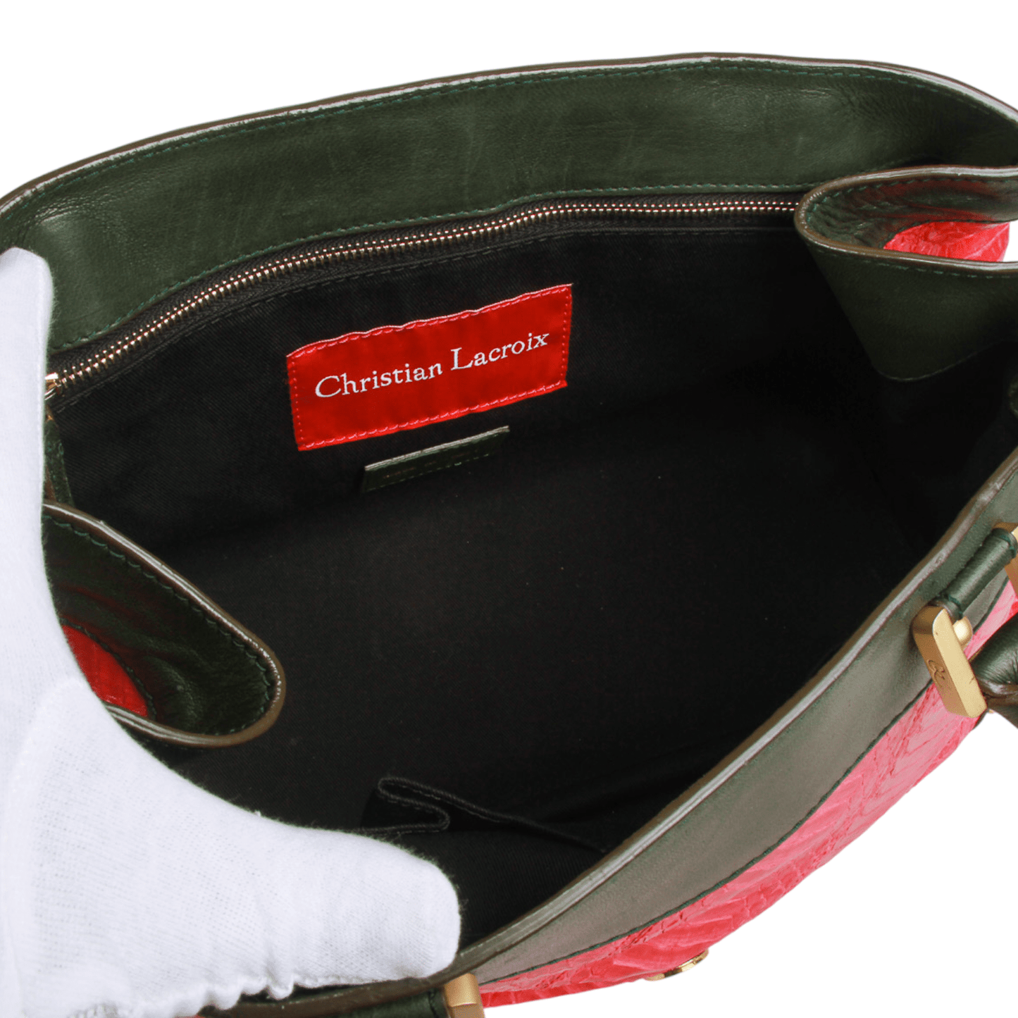 Christian Lacroix Vintage Pink Snake-Embossed Leather Shoulder Bag