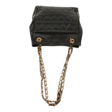 Authentic Moschino quilted black calfskin Gold chain strap purse