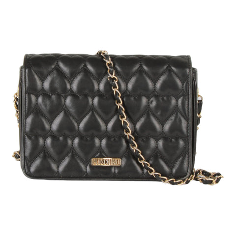Vintage Moschino heart shape quilted calfskin Gold chain strap purse