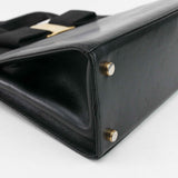Authentic Salvatore Ferragamo Black Ribbon Leather Bag