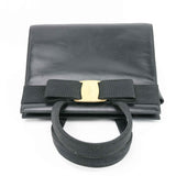 Authentic Salvatore Ferragamo Black Ribbon Leather Bag