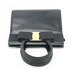 Authentic Salvatore Ferragamo Black Ribbon Leather Bag