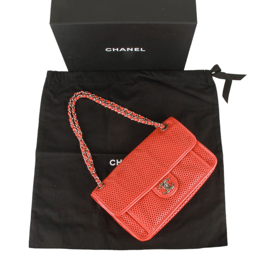 Chanel Classic Flap Bag – Perforated Coral Red Lambskin