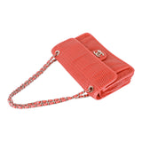 Authentic Chanel red leather Matelassé chain shoulder bag