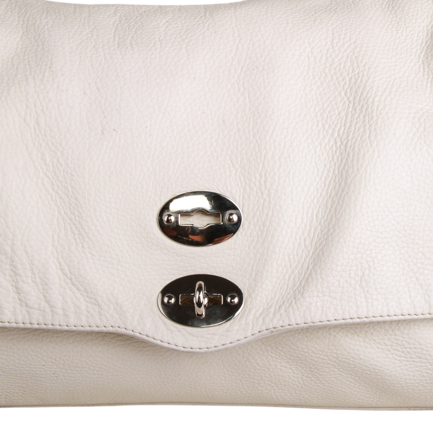 Zanellato “Postina” Medium Bag in White Leather Silver-Tone Hardware