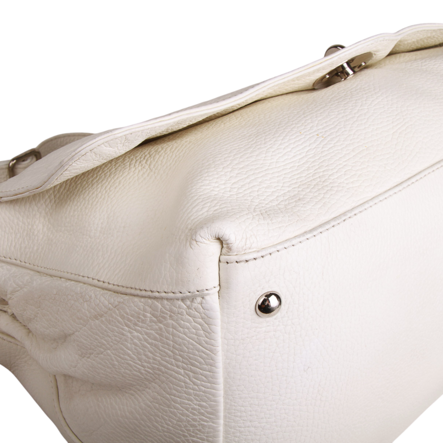 Zanellato “Postina” Medium Bag in White Leather Silver-Tone Hardware