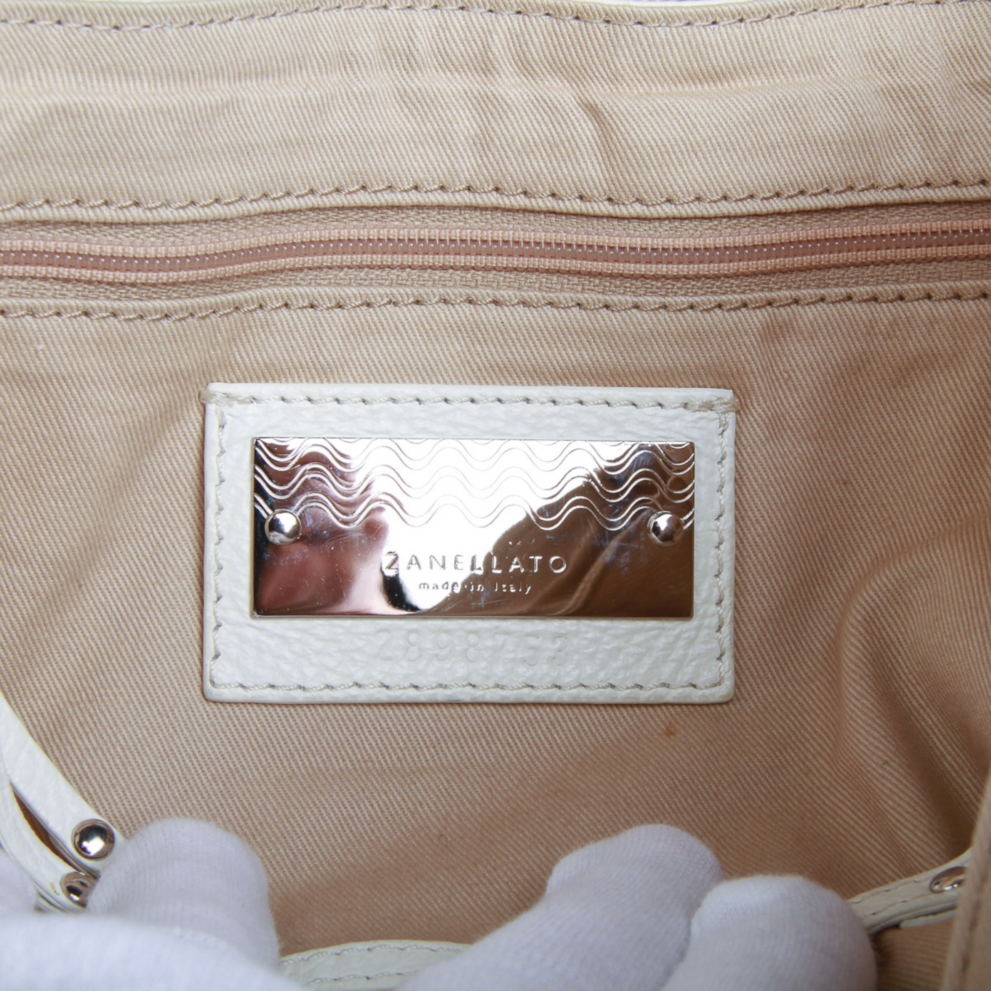 Zanellato “Postina” Medium Bag in White Leather Silver-Tone Hardware