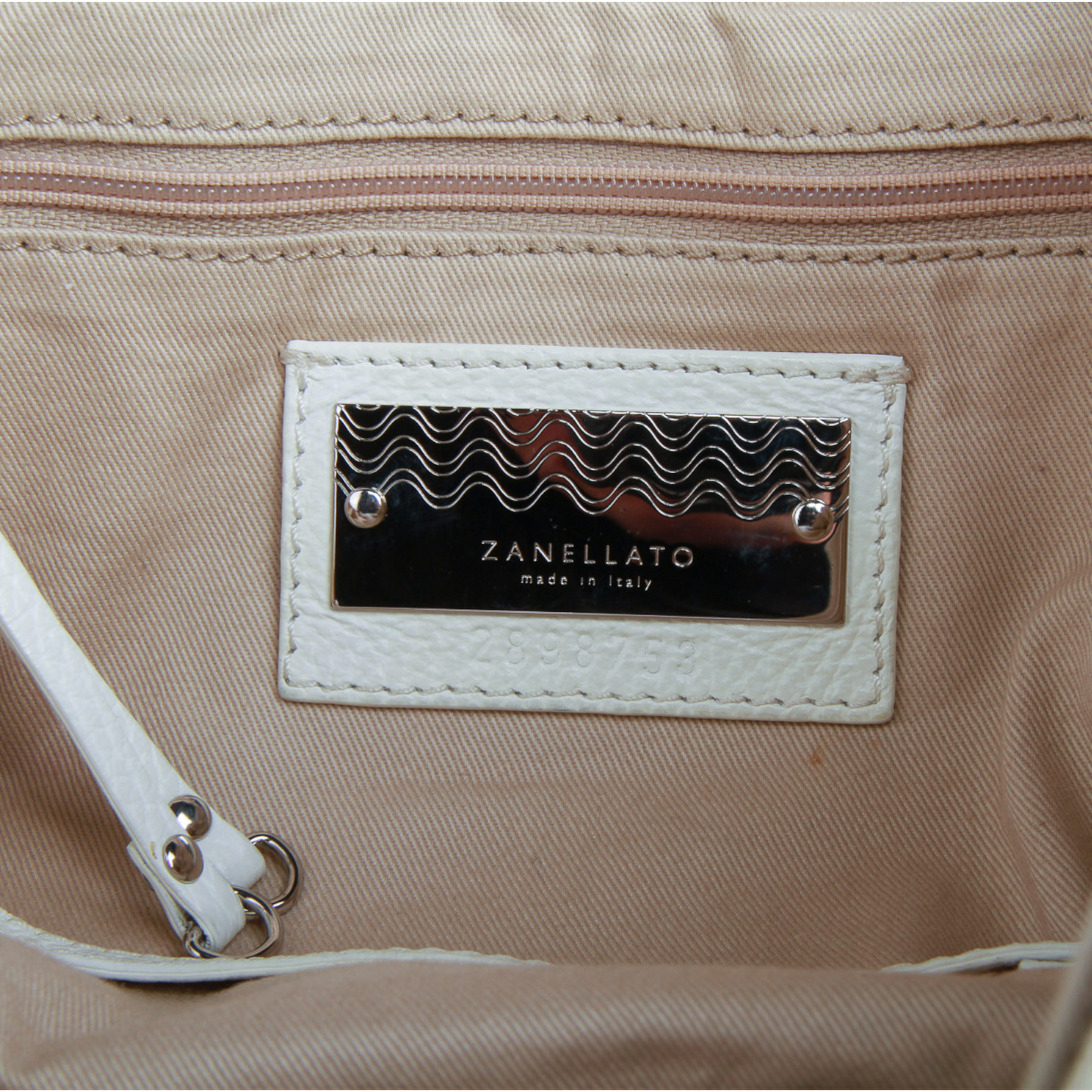 Zanellato “Postina” Medium Bag in White Leather Silver-Tone Hardware