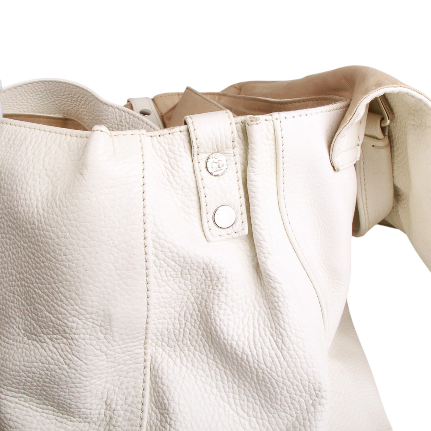 Zanellato “Postina” Medium Bag in White Leather Silver-Tone Hardware