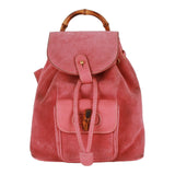 Authentic Gucci Vintage pink suede leather & bamboo mini Backpack