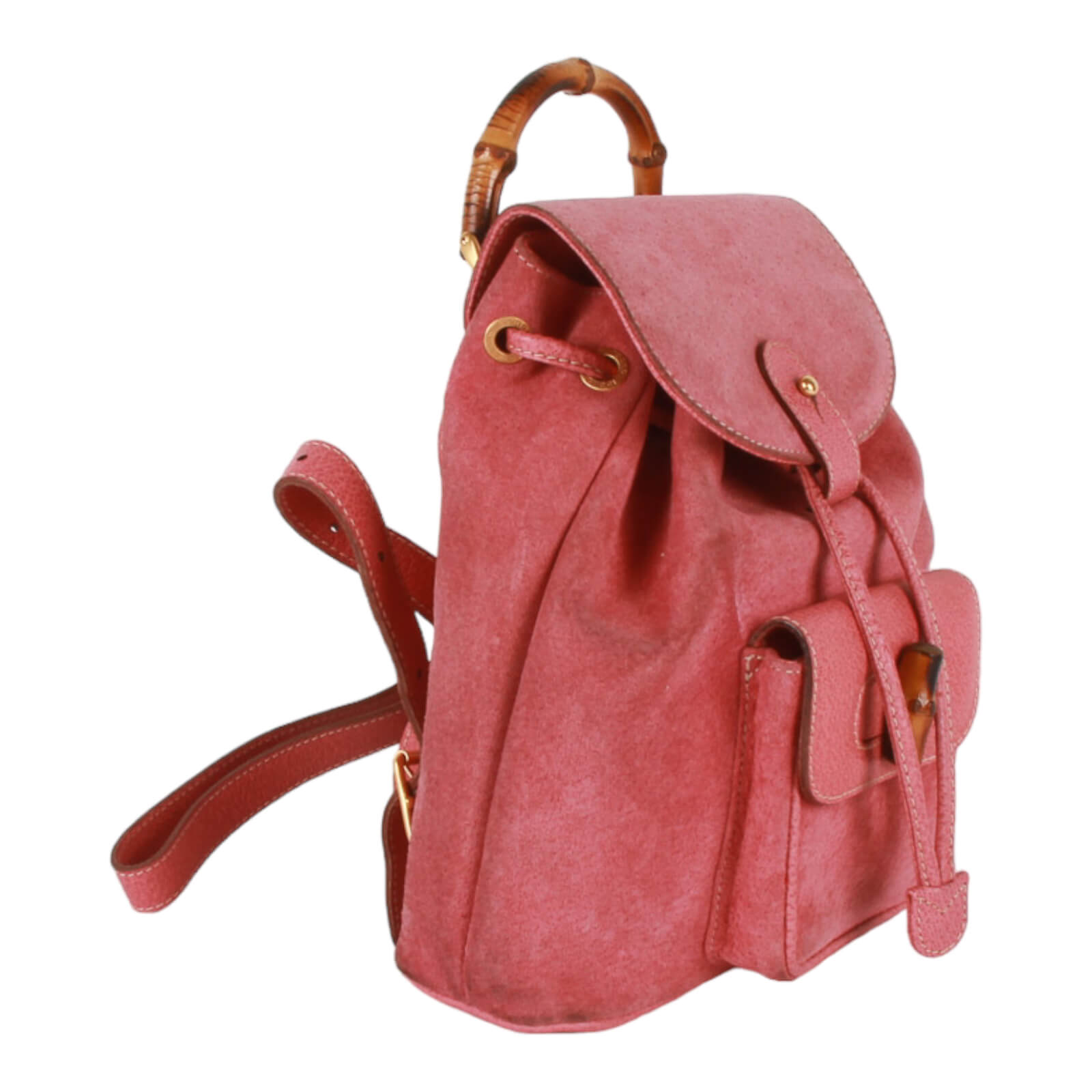 Gucci, Bags, Vintage Gucci Bamboo Backpack Pink Suede Leather 9s Barbie  Designer