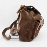 Gucci Brown Suede Bamboo Handle Backpack