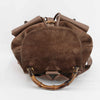 Gucci Brown Suede Bamboo Handle Backpack