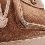 Gucci Brown Suede Bamboo Handle Backpack