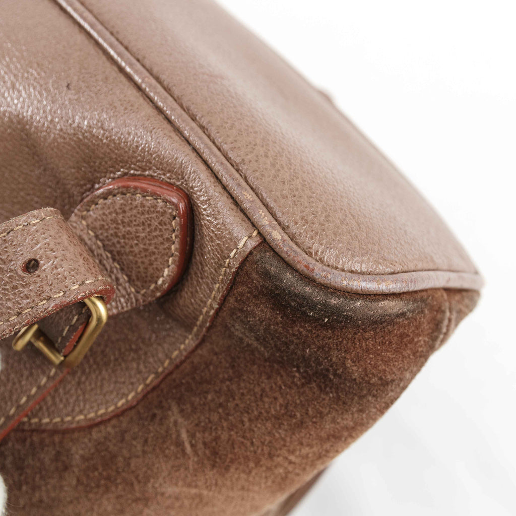 Gucci Brown Suede Bamboo Handle Backpack