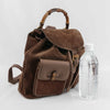 Gucci Brown Suede Bamboo Handle Backpack