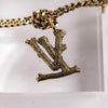Authentic LOUIS VUITTON LV Wood Initial Gold MP2780 Necklace