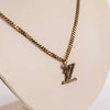 Authentic LOUIS VUITTON LV Wood Initial Gold MP2780 Necklace