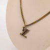 Authentic LOUIS VUITTON LV Wood Initial Gold MP2780 Necklace