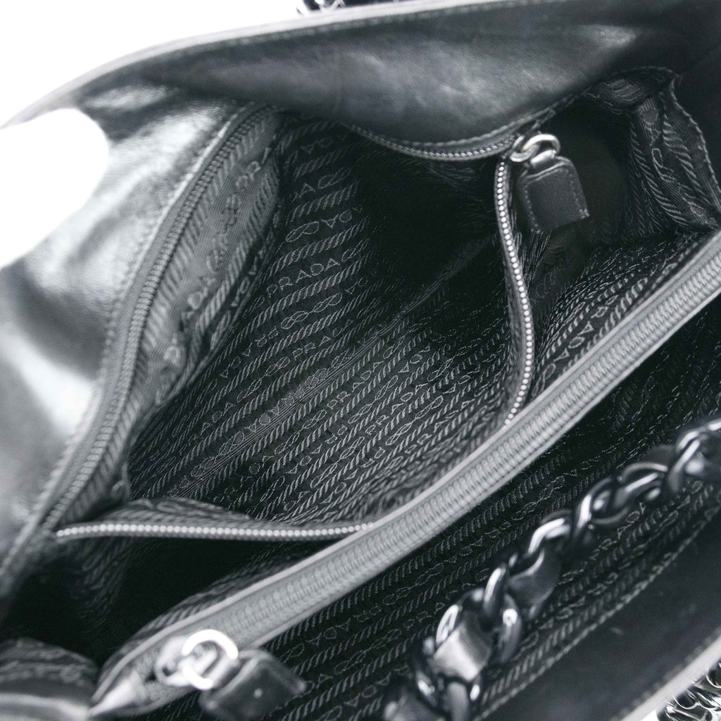 Prada Classic Nappa Chain/Leather Woven Strap Bag