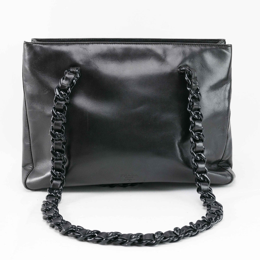 Prada Classic Nappa Chain/Leather Woven Strap Bag