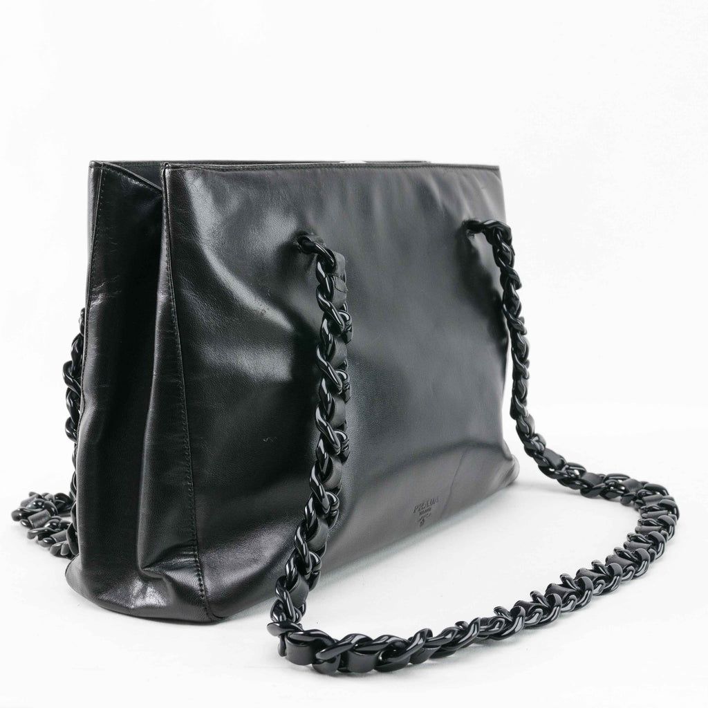 Prada Classic Nappa Chain/Leather Woven Strap Bag