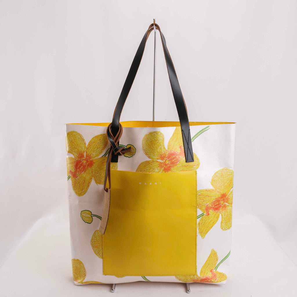 Authentic Marni orchid-print tote bag