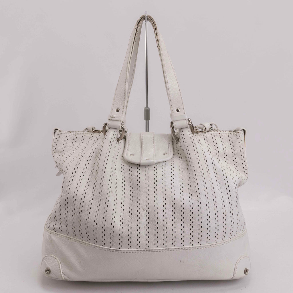 Authentic Chloé White Kerala White Leather Tote Bag