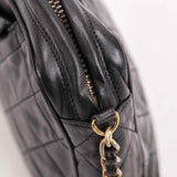 Authentic Chanel Vintage Black Quilted Leather Matelasse chain shoulder bag