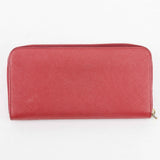 Prada Saffiano Leather Zip Around Wallet - Red with Heart Print Interior