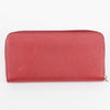 Prada Saffiano Leather Zip Around Wallet - Red with Heart Print Interior