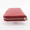 Prada Saffiano Leather Zip Around Wallet - Red with Heart Print Interior