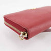 Prada Saffiano Leather Zip Around Wallet - Red with Heart Print Interior