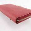 Prada Saffiano Leather Zip Around Wallet - Red with Heart Print Interior