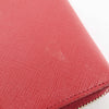 Prada Saffiano Leather Zip Around Wallet - Red with Heart Print Interior