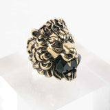 Gucci Lion Head Ring with Black Crystal