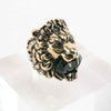 Gucci Lion Head Ring with Black Crystal