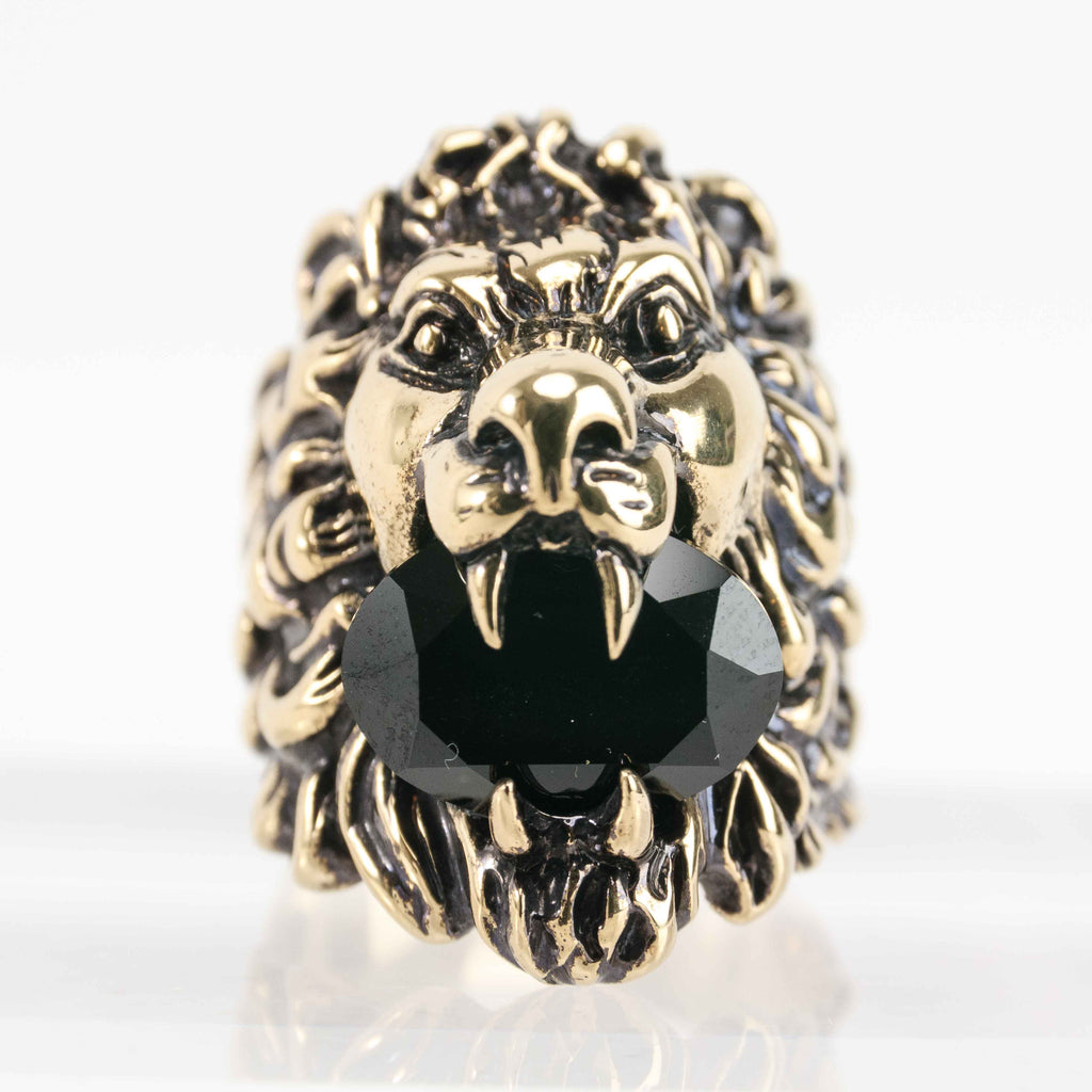 Gucci Lion Head Ring with Black Crystal