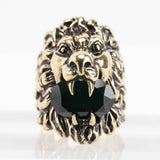 Gucci Lion Head Ring with Black Crystal