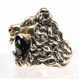 Gucci Lion Head Ring with Black Crystal