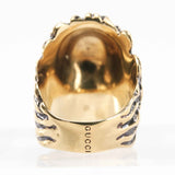 Gucci Lion Head Ring with Black Crystal