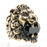 Gucci Lion Head Ring with Black Crystal