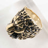 Gucci Lion Head Ring with Black Crystal