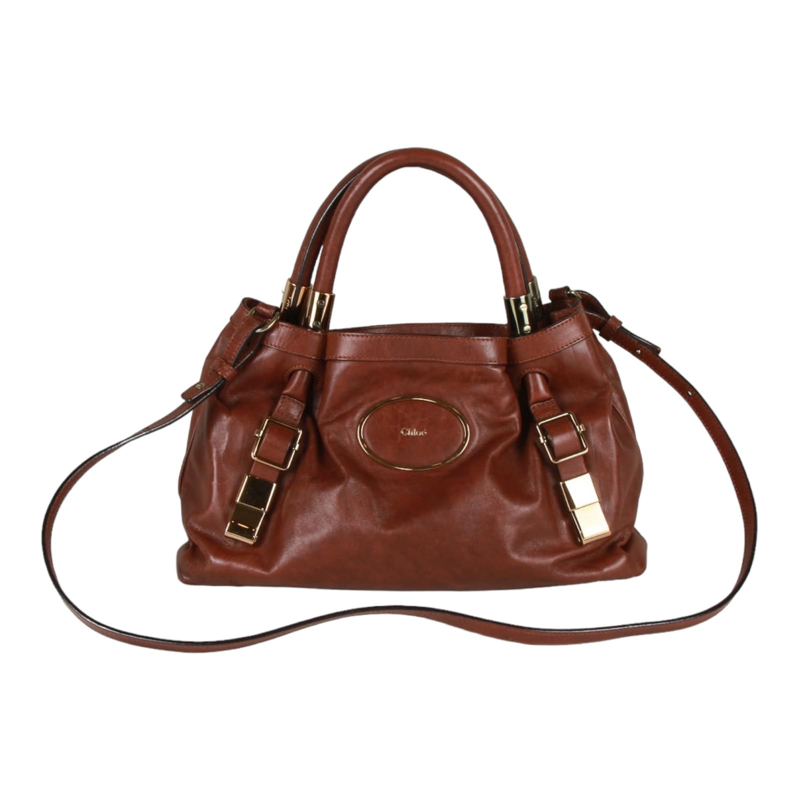 Authentic Chloe brown leather two way bag purse