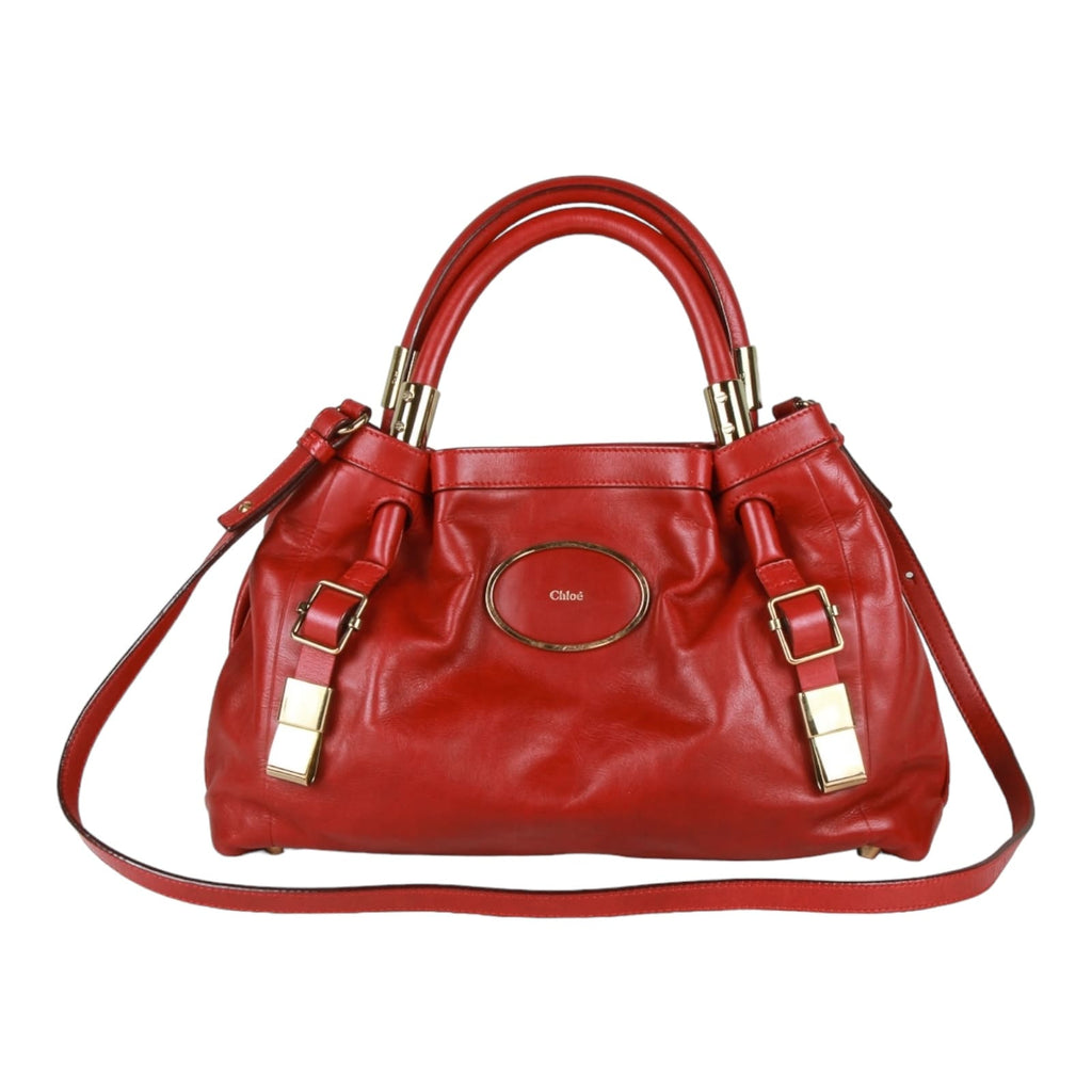 Authentic Chloe Red leather two way bag purse